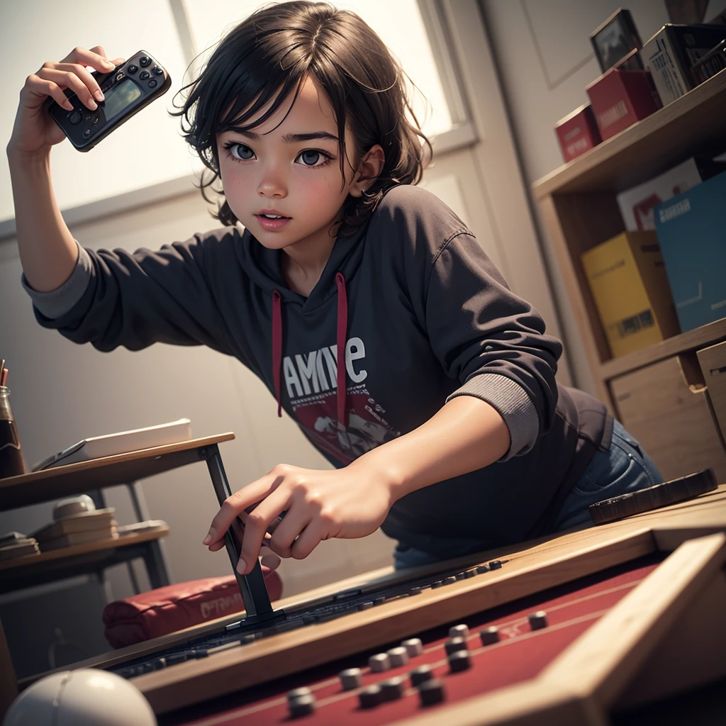 create an image of a young person playing a game