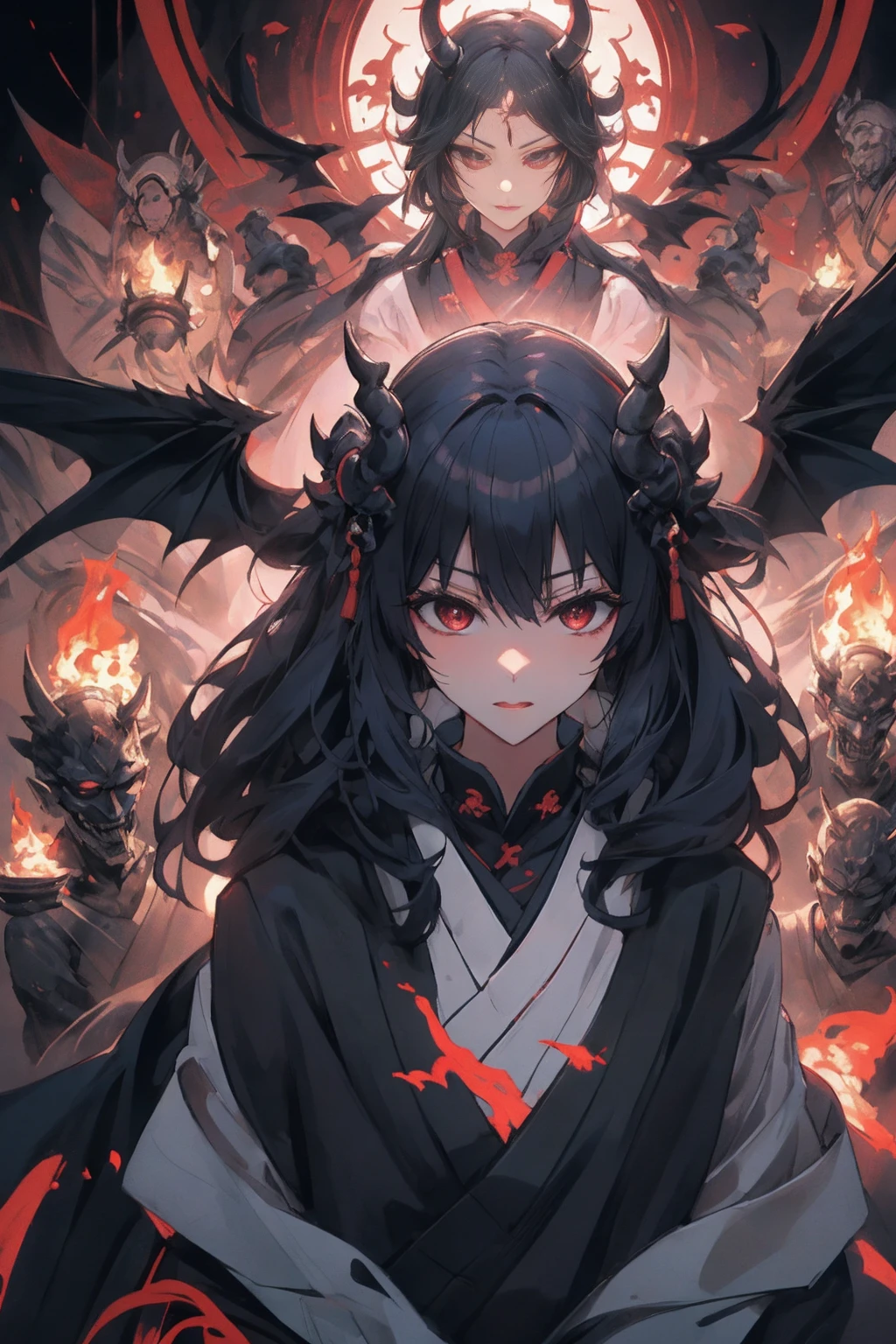 Coming down from the sky, A breathtaking masterpiece, Vivid, Caravaggio, 8k,Angelic,A large number of people,fallen Angel,Duel Night Battle Angel vs. Many Humans,9 prompts:「A surreal cinematic depiction of Astaroth, A powerful demon and princess of Hell, sheの魅惑的かつ恐ろしい栄光の中で.。」
she、Perfect porcelain skin、Plump red lips、The flames of hell smolder with sharp eyes、sheはこの世のものとは思えないほどの美しさを見せるはずだ.。sheの外見は、sheの悪魔的な性質を暗示する、Subtleties, The impersonal edge.。
sheの髪は長い、Shiny Black、It must be swaying as if blown by an invisible wind.。sheの頭の中では、Polished and bent to a wicked point、雄羊や山羊のHornのような装飾的なHornが飾られているはずです。
sheの体は豊満でありながら引き締まっている.、Muscles should be clearly defined, Like a predator.。Instead of feet、鋭い黒いnailの先を持つ獣のような趾行脚が必要です。
sheの体はsheの服ではない、Partially covered by a segmented carapace made of insect-like crimson and black chitinous plates。'Exoskeleton.、Skin must be exposed。
sheの背中から、Its spread reaches at least 20 feet.、have large leathery wings like a bat.、それはsheに邪悪な威厳のオーラを与える.。
background、There are towering rocks and rivers of lava..、It should depict a pit of burning sulfur., Hell itself.。background、Little Ghost、Tormented Soul、You will see other demonic figures being tormented..。
Dramatic lighting of fire and lava、sheの姿には深く不吉な影が落ちている.、それはsheの非人間的な魅力と力を強調する.。The overall atmosphere is、A combination of smoldering temptation and evil intent will bring an end to the pure world..。
This detailed prompt is available in the、、It covers all the fascinating and terrifying aspects of Astaroth..。The mysterious, Devilish beauty、Horn、nail、Insect-like shell、Giant bat wings、そして地獄のようなbackground。Photorealism、Dramatic lighting and shadows、and emphasizes the atmosphere of smoldering temptation mixed with world-destroying malice..