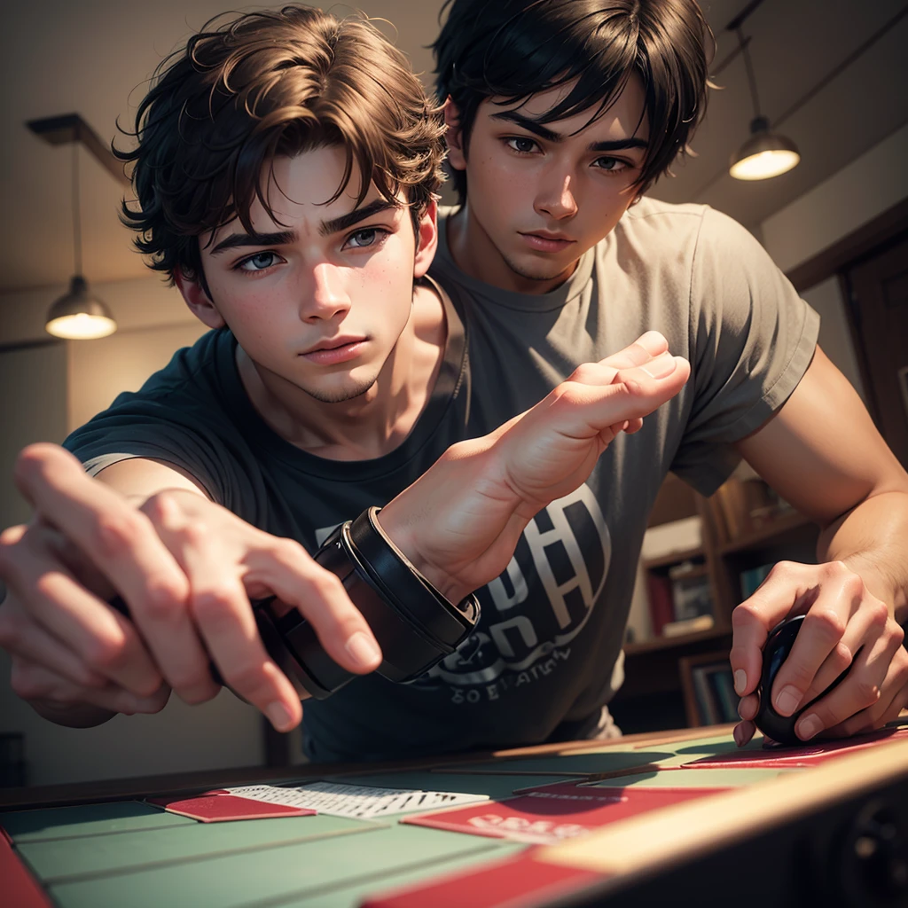 create an image of a young man playing a game