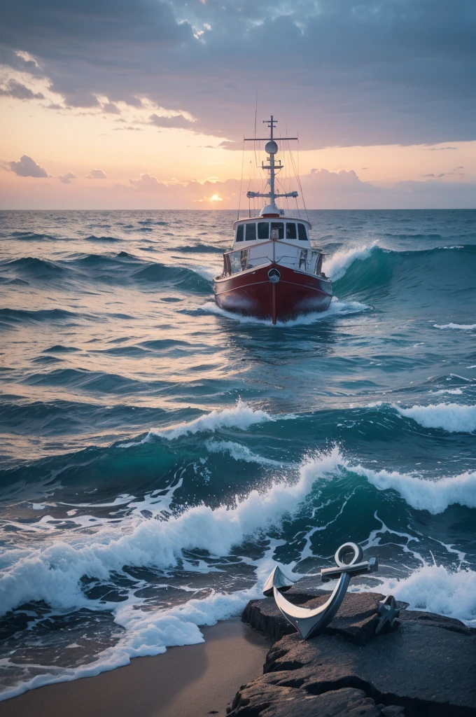 place an anchor with the name Jesus in a dangerous and safe place, in front of the sea with beautiful landscape