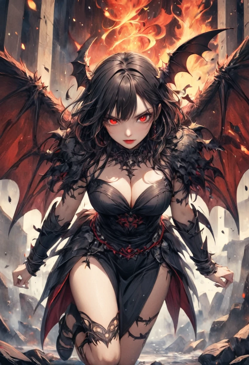 Coming down from the sky, A breathtaking masterpiece, Vivid, Caravaggio, 8k,Angelic,A large number of people,fallen Angel,Duel Night Battle Angel vs. Many Humans,9 prompts:「A surreal cinematic depiction of Astaroth, A powerful demon and princess of Hell, sheの魅惑的かつ恐ろしい栄光の中で.。」
she、Perfect porcelain skin、Plump red lips、The flames of hell smolder with sharp eyes、sheはこの世のものとは思えないほどの美しさを見せるはずだ.。sheの外見は、sheの悪魔的な性質を暗示する、Subtleties, The impersonal edge.。
sheの髪は長い、Shiny Black、It must be swaying as if blown by an invisible wind.。sheの頭の中では、Polished and bent to a wicked point、雄羊や山羊のHornのような装飾的なHornが飾られているはずです。
sheの体は豊満でありながら引き締まっている.、Muscles should be clearly defined, Like a predator.。Instead of feet、鋭い黒いnailの先を持つ獣のような趾行脚が必要です。
sheの体はsheの服ではない、Partially covered by a segmented carapace made of insect-like crimson and black chitinous plates。'Exoskeleton.、Skin must be exposed。
sheの背中から、Its spread reaches at least 20 feet.、have large leathery wings like a bat.、それはsheに邪悪な威厳のオーラを与える.。
background、There are towering rocks and rivers of lava..、It should depict a pit of burning sulfur., Hell itself.。background、Little Ghost、Tormented Soul、You will see other demonic figures being tormented..。
Dramatic lighting of fire and lava、sheの姿には深く不吉な影が落ちている.、それはsheの非人間的な魅力と力を強調する.。The overall atmosphere is、A combination of smoldering temptation and evil intent will bring an end to the pure world..。
This detailed prompt is available in the、、It covers all the fascinating and terrifying aspects of Astaroth..。The mysterious, Devilish beauty、Horn、nail、Insect-like shell、Giant bat wings、そして地獄のようなbackground。Photorealism、Dramatic lighting and shadows、and emphasizes the atmosphere of smoldering temptation mixed with world-destroying malice..