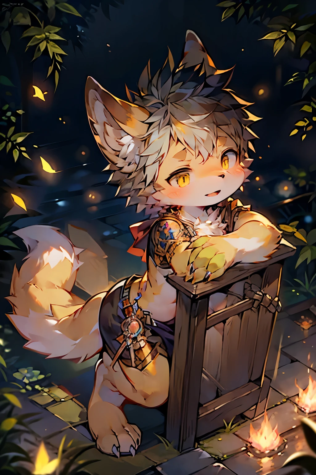 Fox Boy,Hairy boy,Babies and features,Yellow skin,White Arm,Warrior costumes