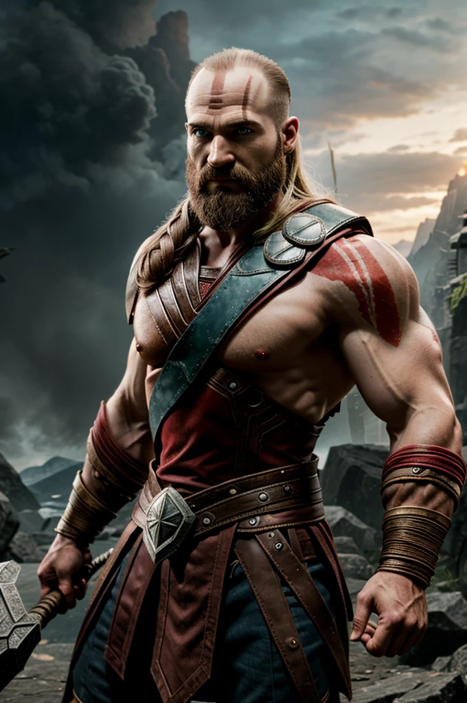 Generate image of thor god of war as legendary pokemon
