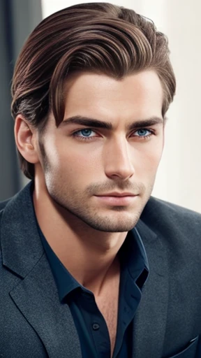Make a beautiful German man focus on the face