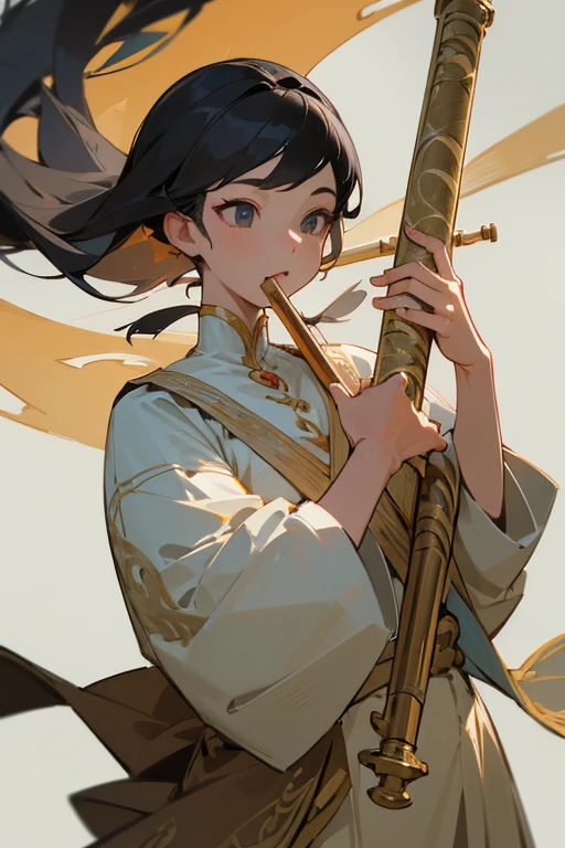 masterpiece,best quality,super detailed,super fine illustration,classic,Break Play the flute.,