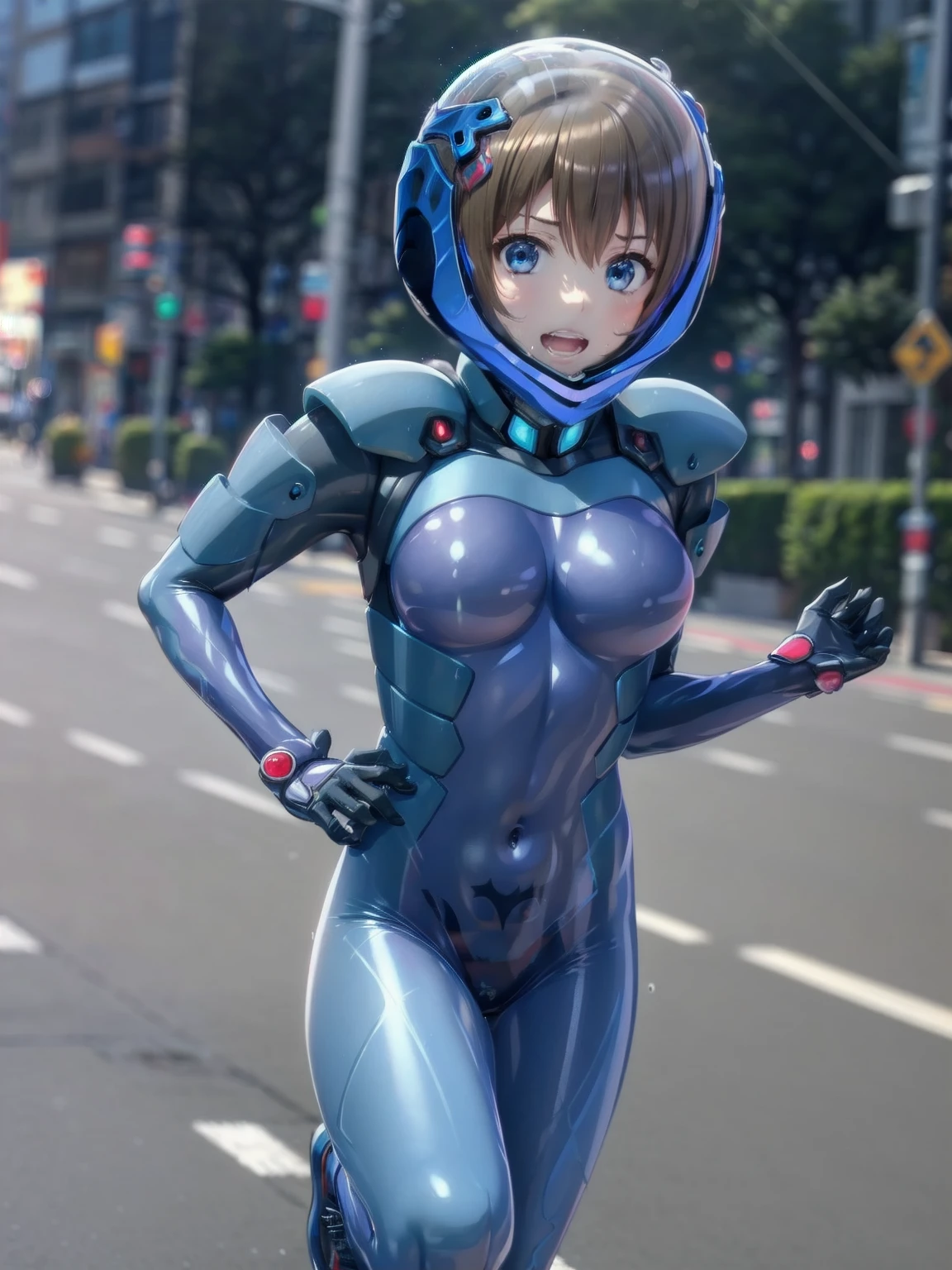 short hair, pink hair, street, emo,pink eyes, eyeliner, fortified suit, ((blue:1.5) plugsuit), short hair, (running fast:1.6),sweaty,clenched teeth,marathon event,looking ar forward,1),,asuka langley soryu, (souryuu asuka langley:1.2), short hair, bangs, blue eyes, brown hair, bodysuit, pilot suit, plugsuit, (red bodysuit:1.5, bubble helmet space helmet, ,(\, fortified suit, ((blue:1.5) plugsuit),