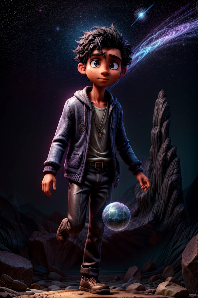 a man with black hair, levitating in a spiritual,cosmic space, ethereal energy, surreal, cinematic lighting, dramatic chiaroscuro, vibrant colors, digital art, 8k, hyper detailed, high quality, masterpiece
