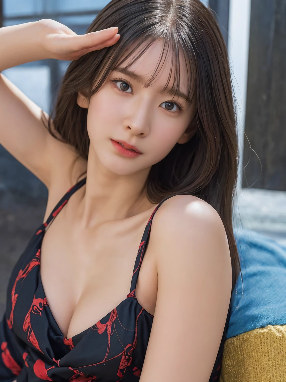 1girl, girl crawl, masterpiece, best quality, highest quality, (Front light:1.3), (photorealistic:1.3), natural light, extremely detailed CG unity 8k wallpaper, focused, 8k wallpaper, extremely detailed, ultra realistic, photorealistic, sharp focus, absurdres, (HDR:1.2), (high contrast), photograph, detailed and intricate, instagram, portrait, highly detailed, digital painting, artstation, concept art, smooth, sharp focus, illustration, (whole body:1.5), (big breast size), micro bra, ((looking at viewer)), HQ skin, ((slim body)). slim thighs,