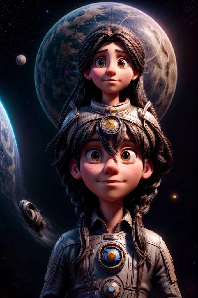 a white man with long black hair, orbiting in a spiritual dimension, geometric symbols and shapes in space, cinematic lighting, intricate details, surreal, highly detailed, photorealistic, 8k, digital art