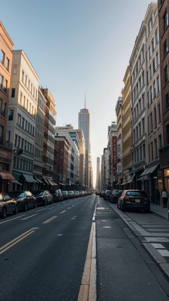 Golden hour in the city ,street view