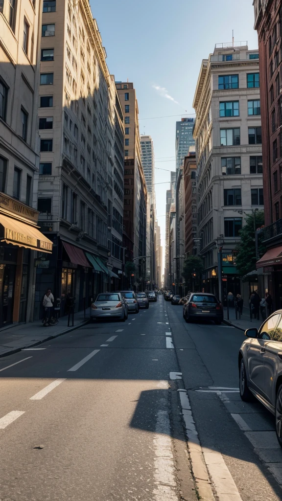 Golden hour in the city ,street view