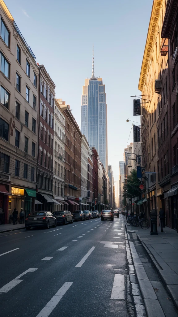 Golden hour in the city ,street view