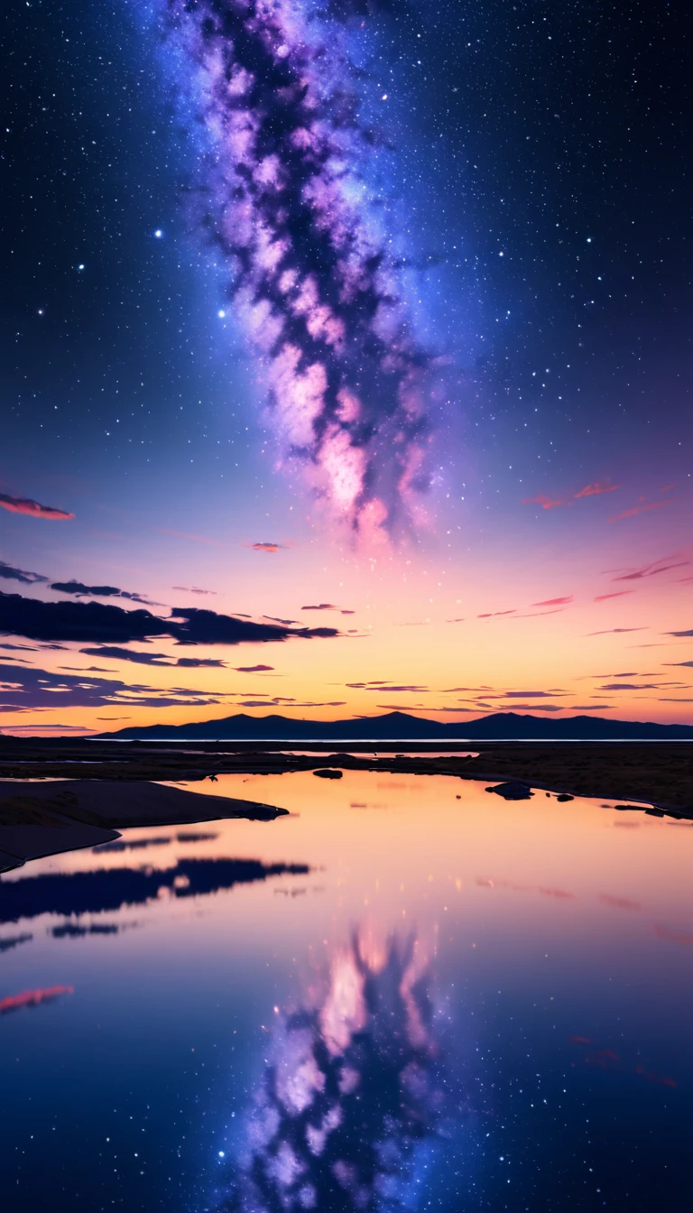 modern, Verism, masterpiece, super detail, best quality, 4K , Starry sky view,Landscape only , night