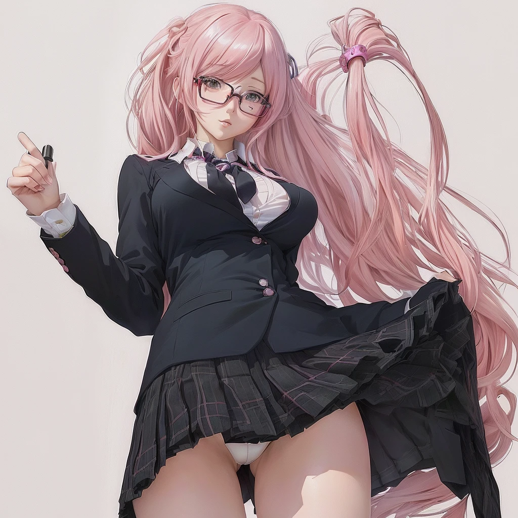 Anime Girls with pink hair and glasses in a , seductive Anime Girls, Beautiful anime school girl, Realistic school girl, a Surreal , Junko Enoshima from Danganronpa, Anime Girls with long hair, Surreal , Anime full body illustration, Smooth anime CG art, (Anime Girls), On pixiv, Anime Best Girl