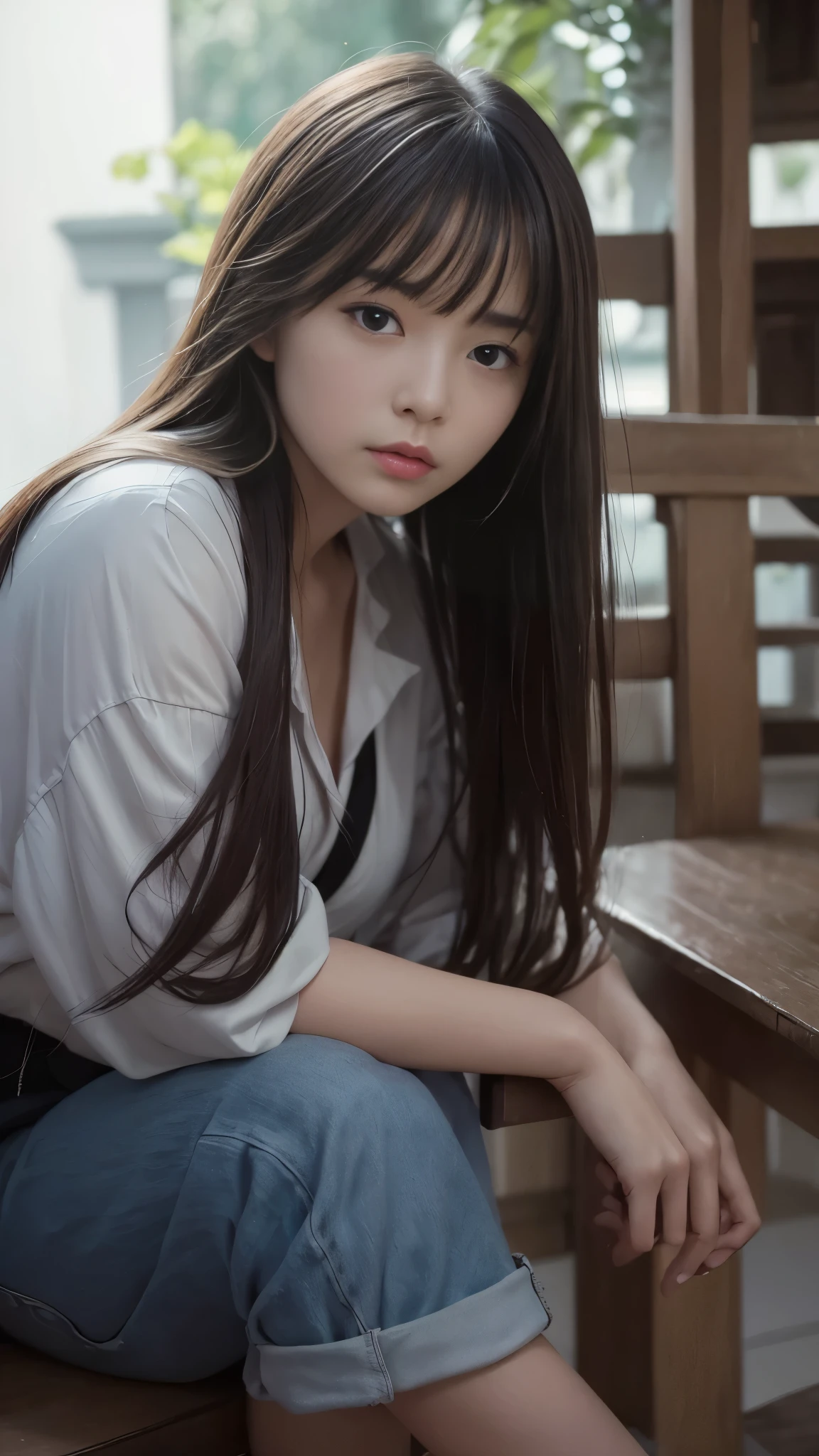 masterpiece, wonderful, high quality、high resolution、High resolution、超A high resolution、realism、Real Stick、Photo serial、Raw photo、, ((woman)),  Indifference, Seriousness, bangs, (assassin),  White clothes、Degrees of Freedom:1.8、Accurate anatomy、Realistic textured face and skin、Accurate anatomy:1.3、