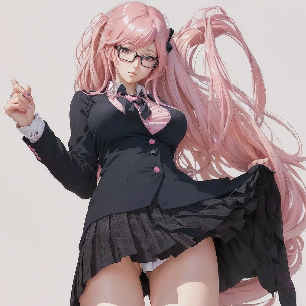 Anime Girls with pink hair and glasses in a , seductive Anime Girls, Beautiful anime school girl, Realistic school girl, a Surreal , Junko Enoshima from Danganronpa, Anime Girls with long hair, Surreal , Anime full body illustration, Smooth anime CG art, (Anime Girls), On pixiv, Anime Best Girl