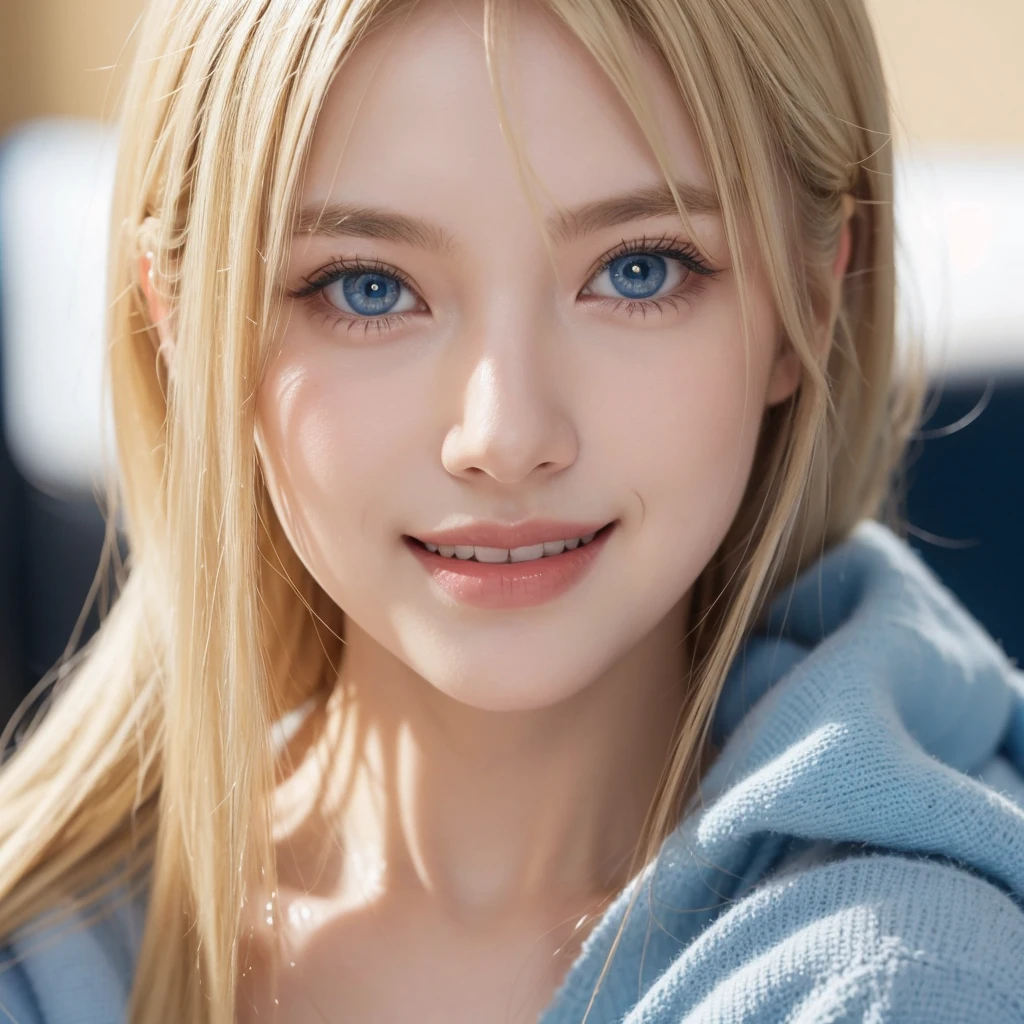 Solo, Smile, Open Mouth, Blue eyes, Blonde Hair, 