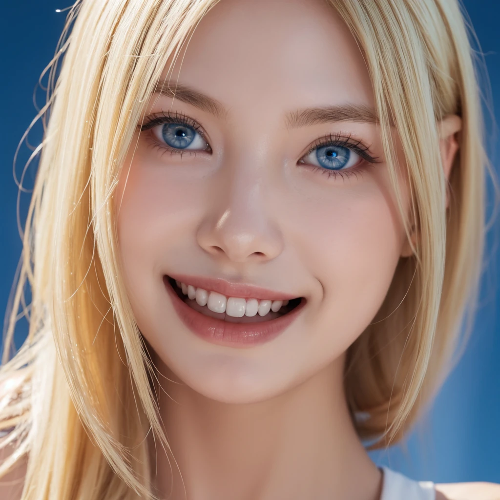 Solo, Smile, Open Mouth, Blue eyes, Blonde Hair, 