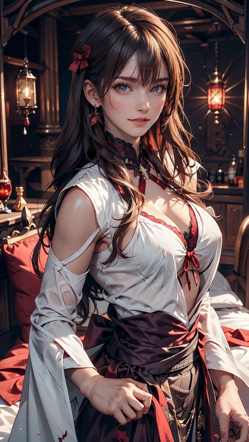 woman, jellyfish, (Medieval feudal period:1.1), Slavic appearance, (Long Straight Purple Hair Gradient Pro Red), (Red eyes), (Strong expression), Purple Lipstick, Fair skin, (Black gothic clothing with red details:1.1), Yellow scales on hands, Cinema Lighting, Mysterious atmosphere, Dynamic Focus, ultra Genuineity, ultra Genuineistic, super high quality, Genuine, Genuine texture:1.1, Genuineistic clothes:1.1, 8k Maniac, Absurd, 24歳のwoman、Sexy proportionature female body、Sexy proportionakeup、hair band((hair ribbon))、Textured skin((textured skin))、smile、Narrow waist
