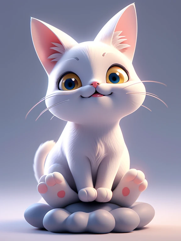 3D cartoon, 1 one funny adult cat, isolated. Solid white background. Full 4k quality, 8k quality, ultra quality, ultra resolution, ultra details.