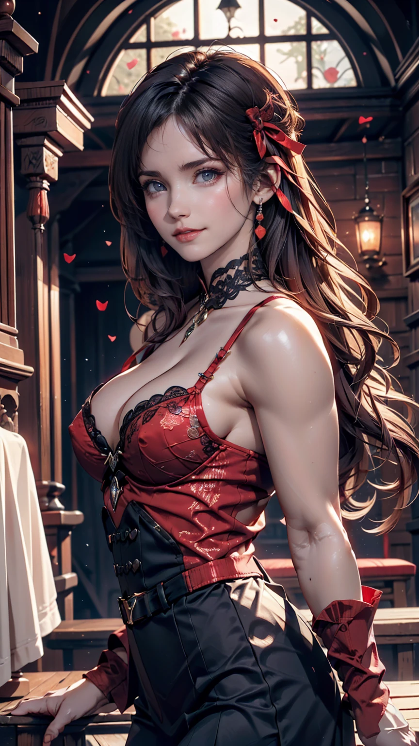 woman, jellyfish, (Medieval feudal period:1.1), Slavic appearance, (Long Straight Purple Hair Gradient Pro Red), (Red eyes), (Strong expression), Purple Lipstick, Fair skin, (Black gothic clothing with red details:1.1), Yellow scales on hands, Cinema Lighting, Mysterious atmosphere, Dynamic Focus, ultra Genuineity, ultra Genuineistic, super high quality, Genuine, Genuine texture:1.1, Genuineistic clothes:1.1, 8k Maniac, Absurd, 24歳のwoman、Sexy proportionature female body、Sexy proportionakeup、hair band((hair ribbon))、Textured skin((textured skin))、smile、Narrow waist