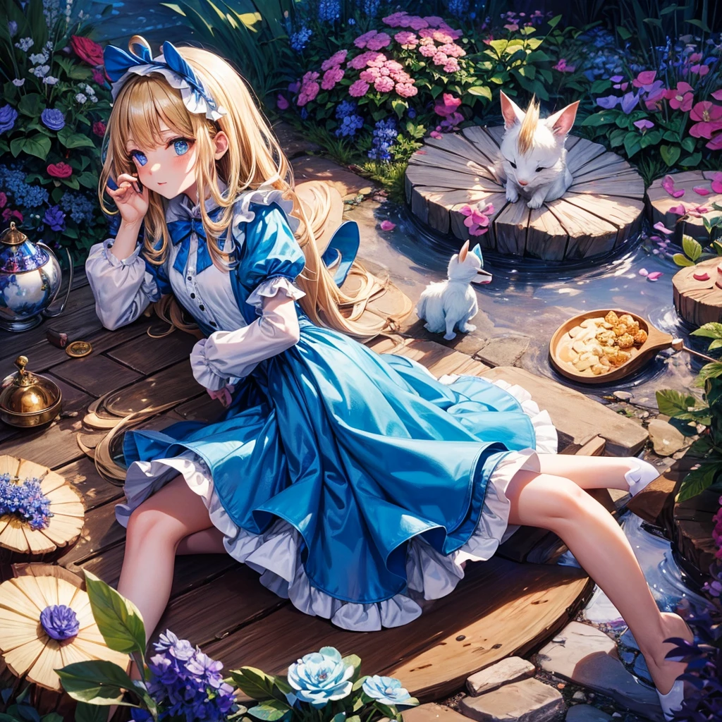 Alice in Wonderland, Magical creatures all around you, masterpiece, detailed
