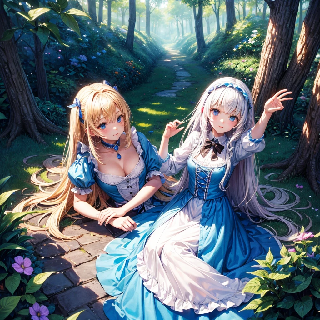 Alice in Wonderland, Magical creatures all around you, masterpiece, detailed