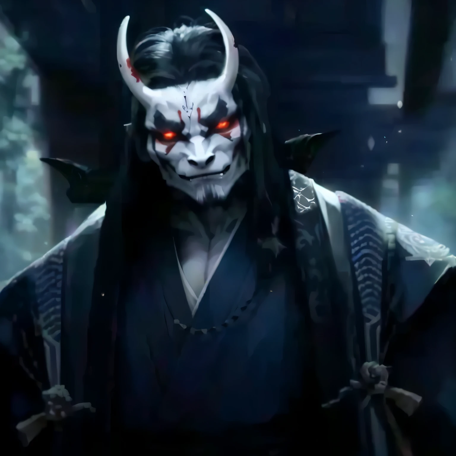 humanoid creature with horns, japanese demon, great quality.