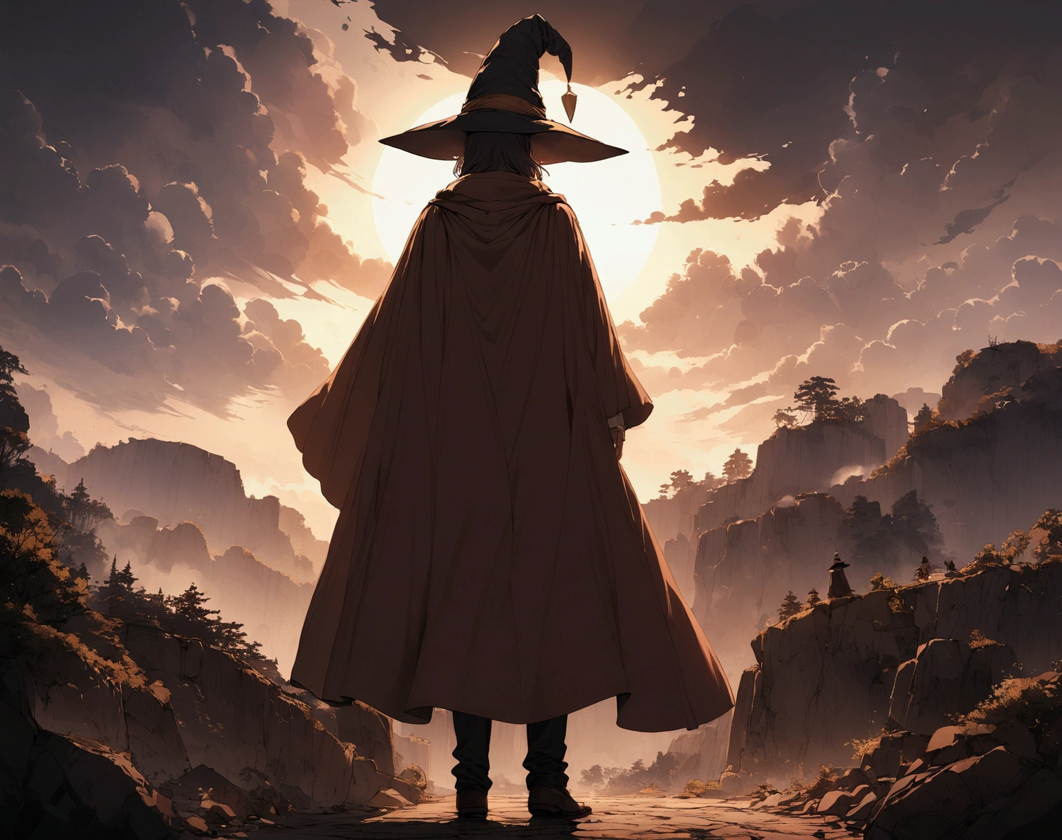 A man wearing a wizard&#39;s hat and wizard&#39;s cloak