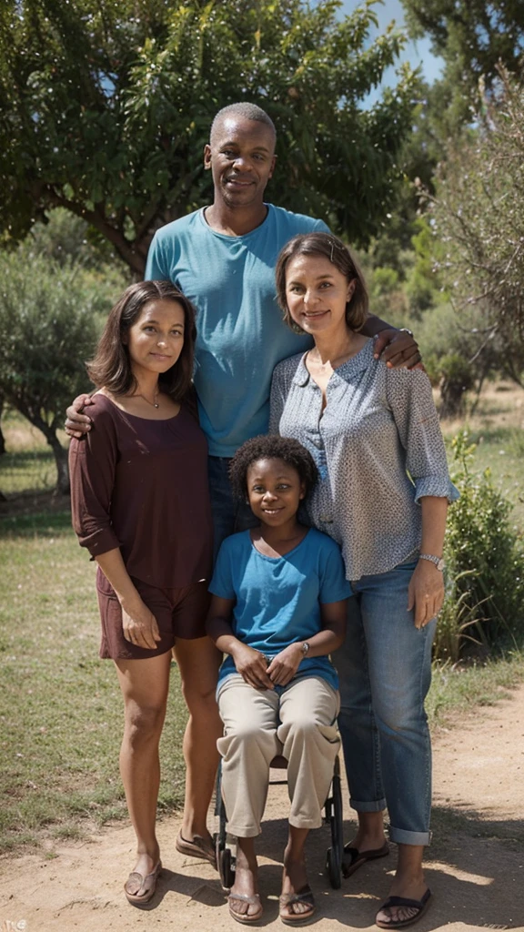 photo de famille de 3 personnes, paysage, père âgé de 53 ans, mère âgée de 49 ans, Femme de 26 ans sans, fond de pièce, Photo de famille africaine , ultra détaillé, 8k, Réaliste