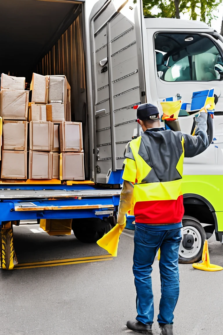 Delivery man loading parcels onto a truck