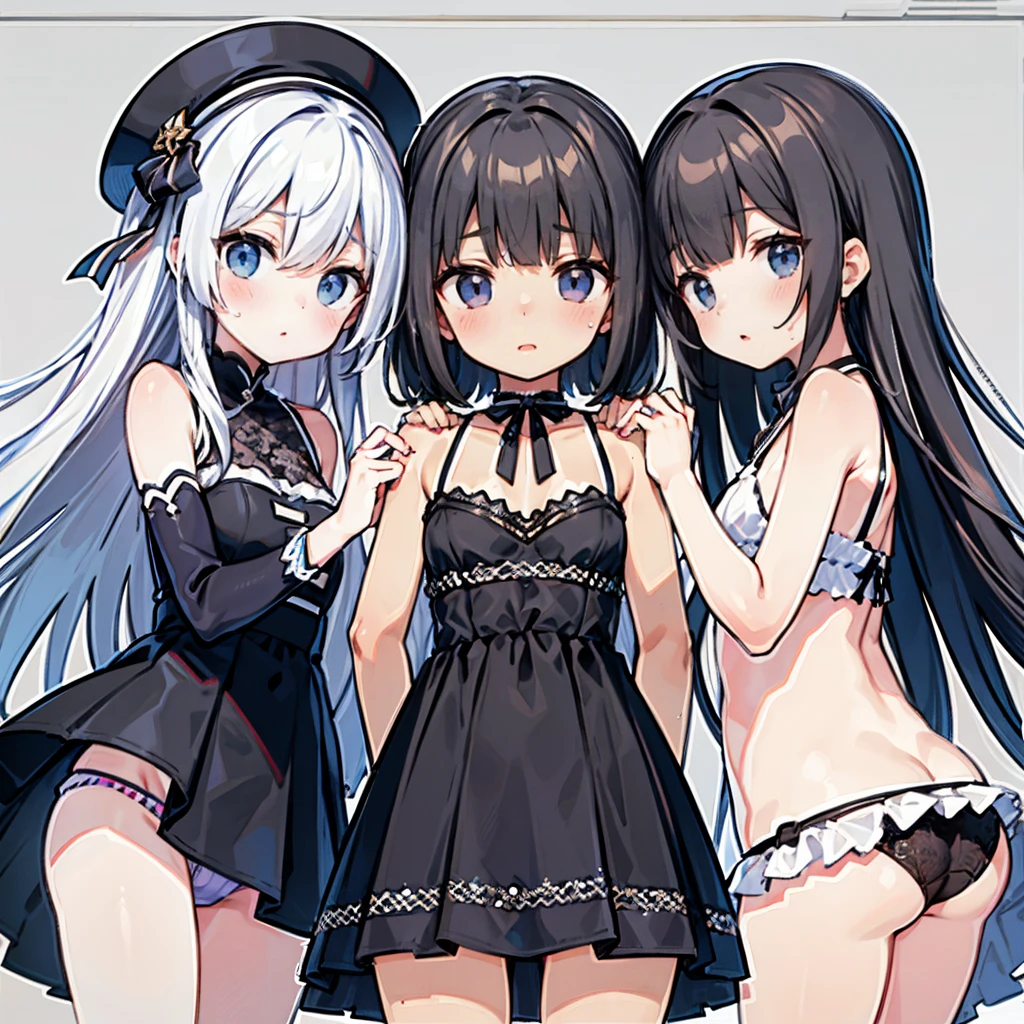 (Highest quality)pantiesをはいている女の子、3 people々is lined up、underwear、panties、臀部3 people々is lined up、pantiesをはいた女の子3 people々is lined up、In underwear、みんなpantiesを履いている、ピンク色のunderwear_Black lace decoration、She's sticking her ass out here、Fullback panties、全員underwear姿、Undressing、Panties in full view
