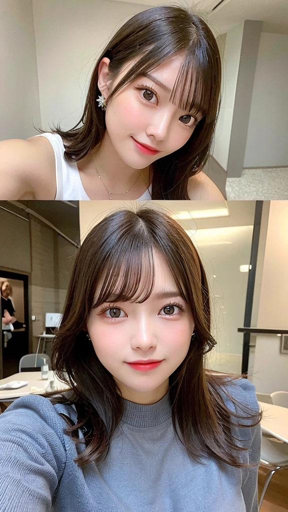 highest quality, shape, Very detailed, finely, High resolution, 8k wallpaper, Perfect dynamic shape, Beautiful and detailed, Summer clothes,Medium Hair,Natural color lip,smile,20-year-old girl、Midnight、Beautiful and elaborate face、Perfect and beautiful face、Slim face and figure,spread your arms wide,Big eyes,Take a photo with your face raised from below your knees、Small face、Beautifully detailed face、Perfect and beautiful double eyelids、Big cleavage、Long, Slender legs、One Woman、gravure、Skinny jeans、Watching the audience、runVery long hair, Blushing,