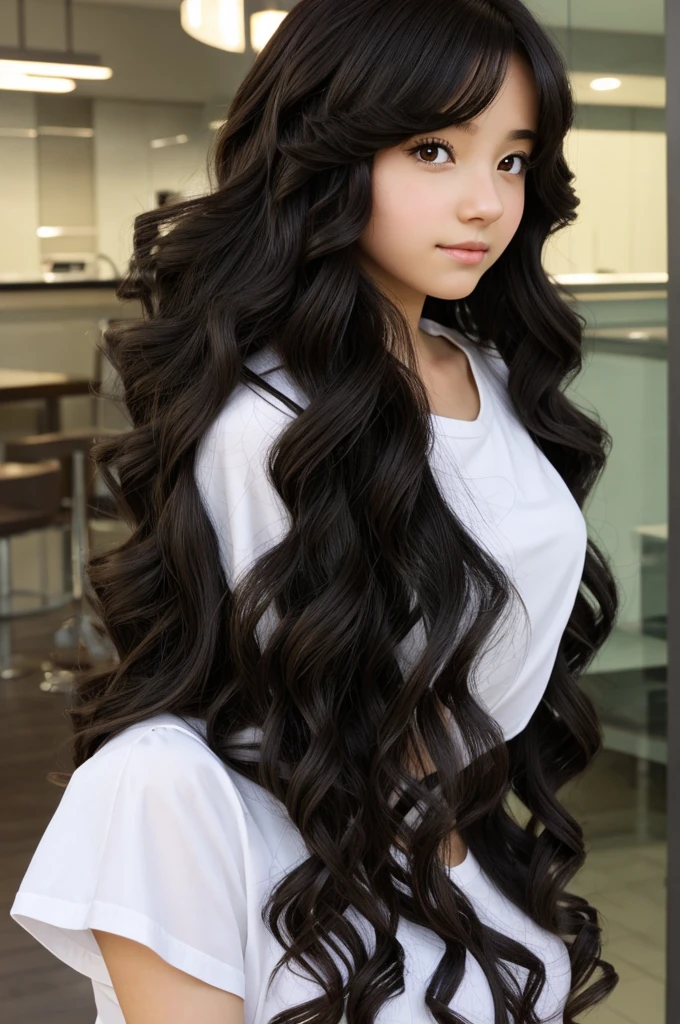  brunette girl with long black curly hair anime 