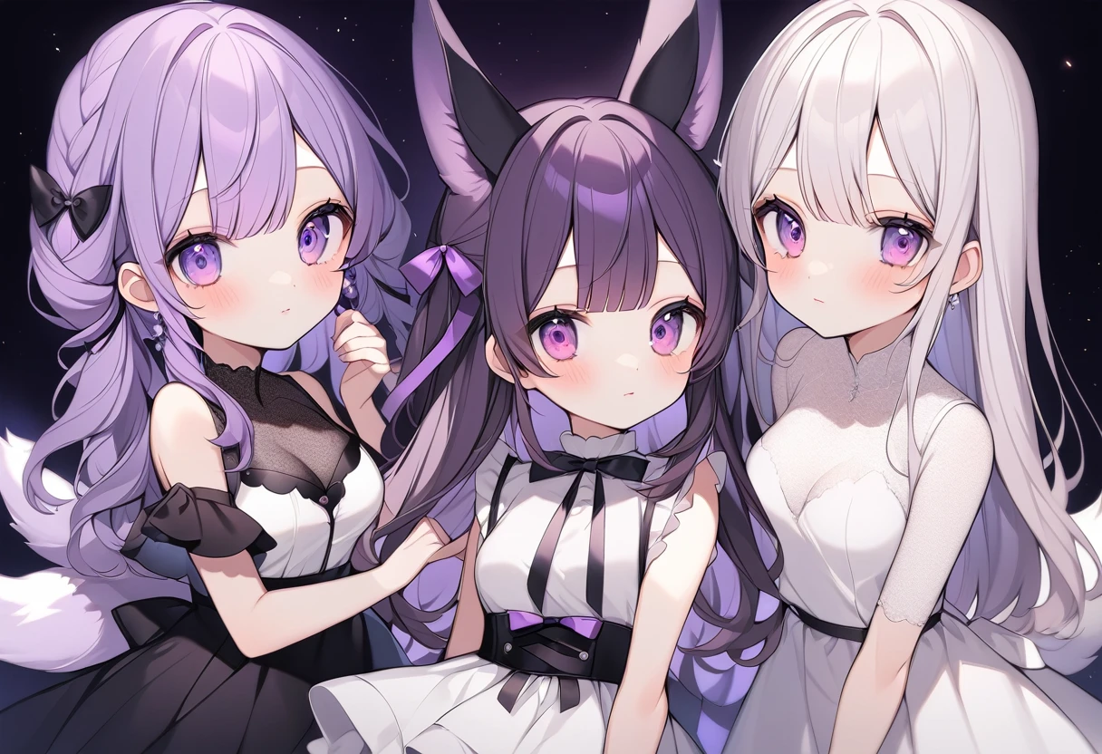 Character portraits (Delicate eyes), (cute), ulzzang-6500-v1.1, (Medium Breast:1.2)Double tail(long),Purple Hair,Girl,Purple Eyes,Ultra HD