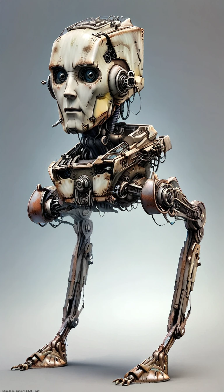 person's head with robot legs, merge(Nicholas Cage:0.7|atstkwlkr:0.4),  walker, human face,