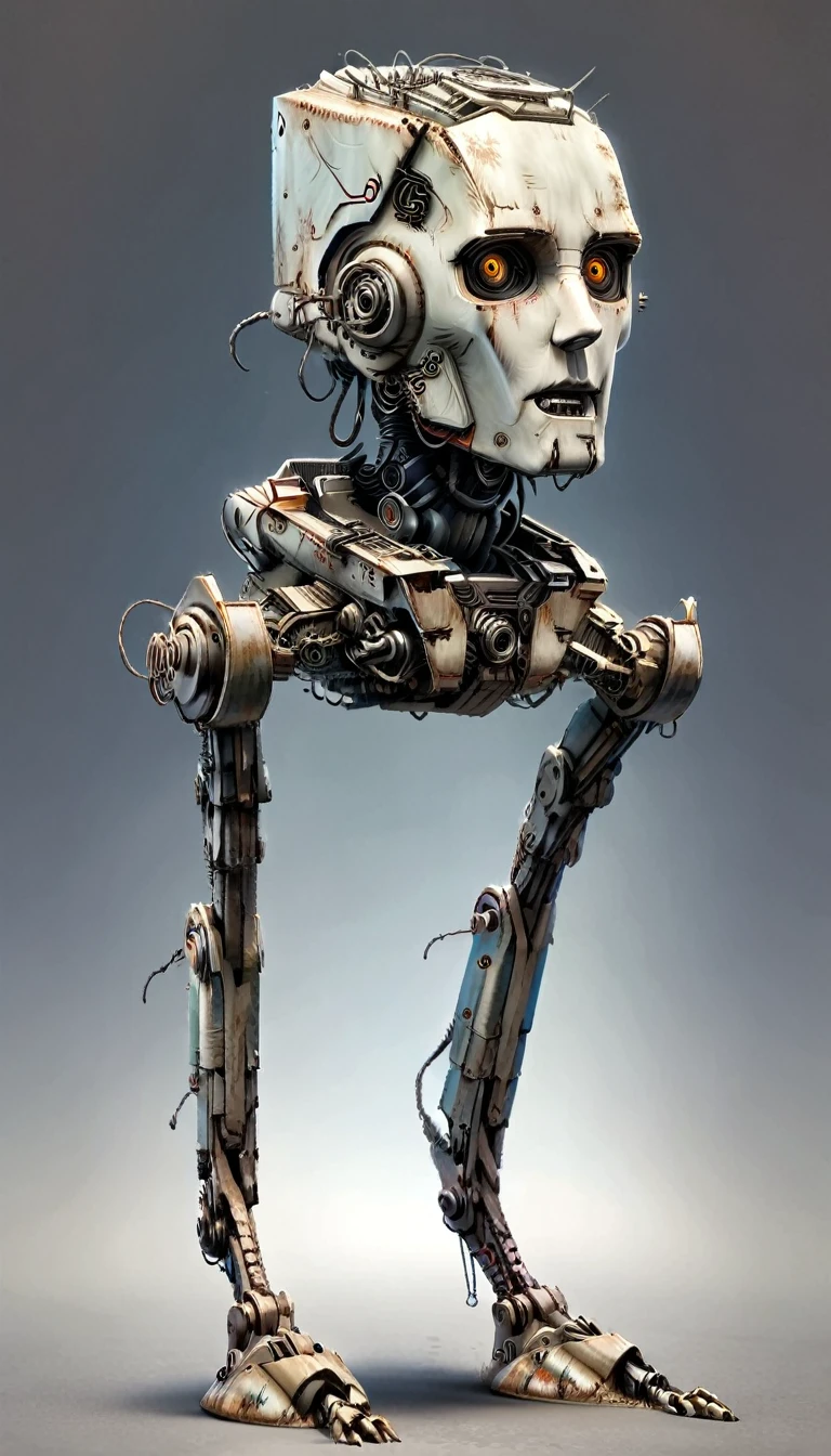 person's head with robot legs, merge(Nicholas Cage:0.7|atstkwlkr:0.4),  walker, human face,