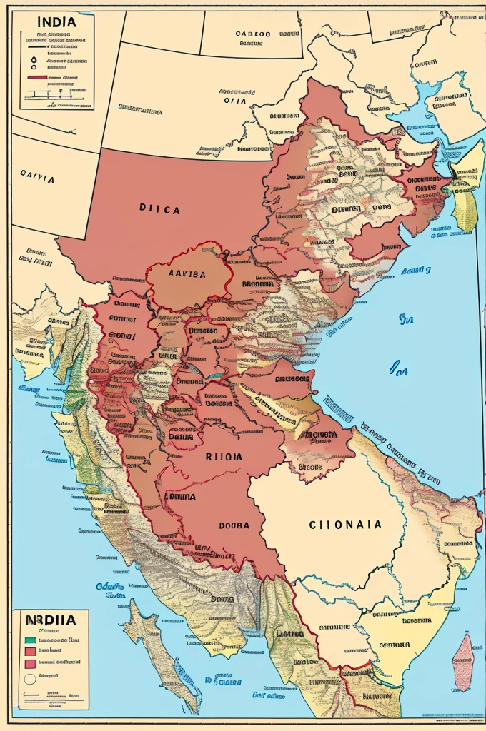 Map of india, red colored, outline only