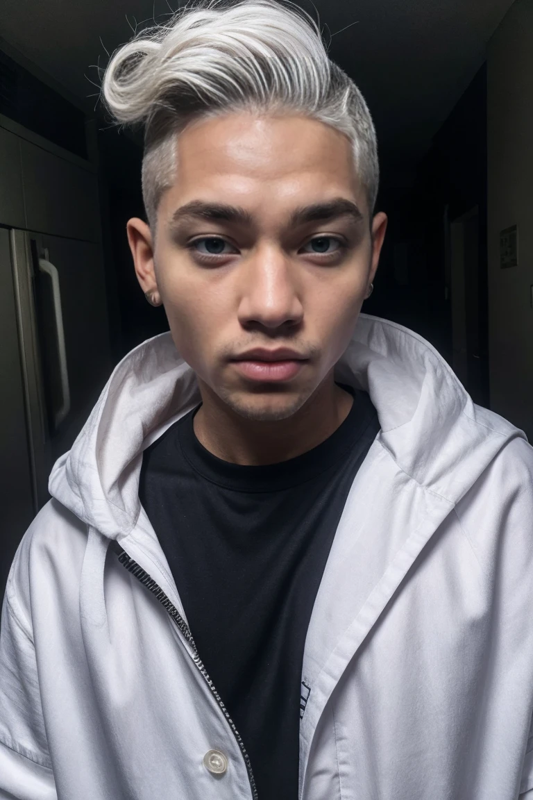 Mixed race korean african. Curly hair undercut. White hair. Grey eyes scary hot. Creppy scary. Scars face. Rebel. Kpopp.  Gangster .
