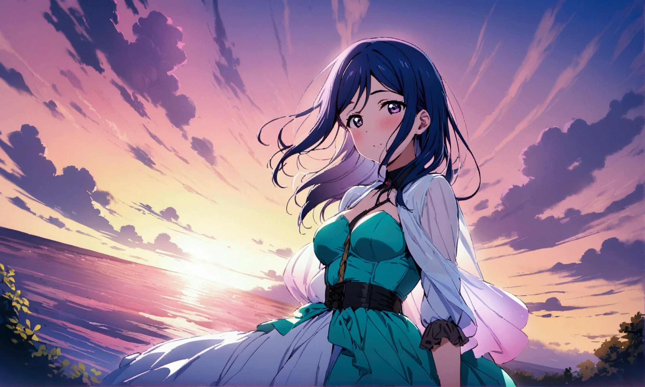 Love Live adult Kanan Matsuura, masterpiece, highest quality, gloss, clothing random, sensitive, beautiful background, transformed