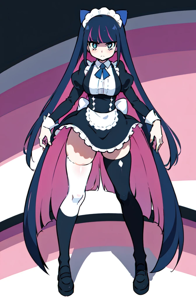 (masterpiece, top quality, best quality), pixel,pixel art,1stocking_anarchy, stocking_\(psg\), full body, embarrassed, lace underwear outfit, thighhighs, sitting on bed