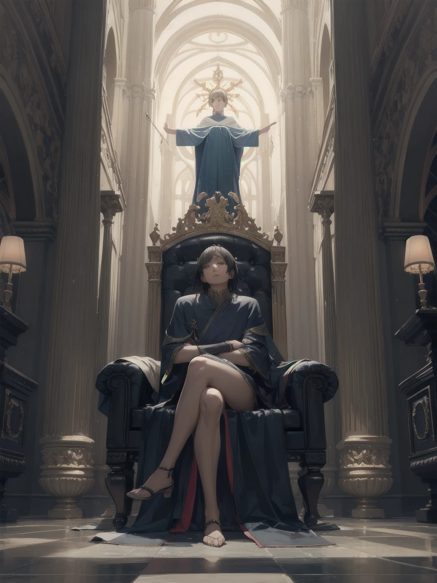 Looking up at the god of sitting posture