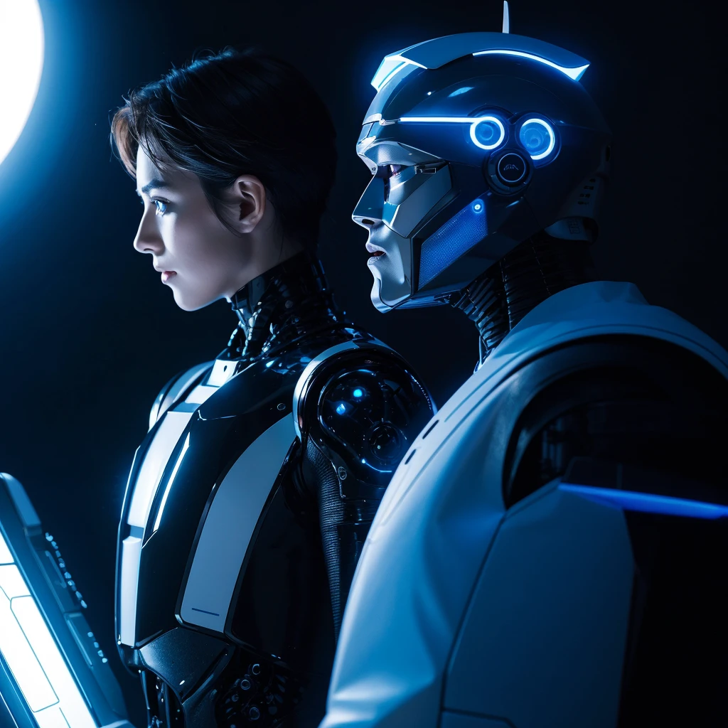 Create a future-themed cybernetic robot perfil profile