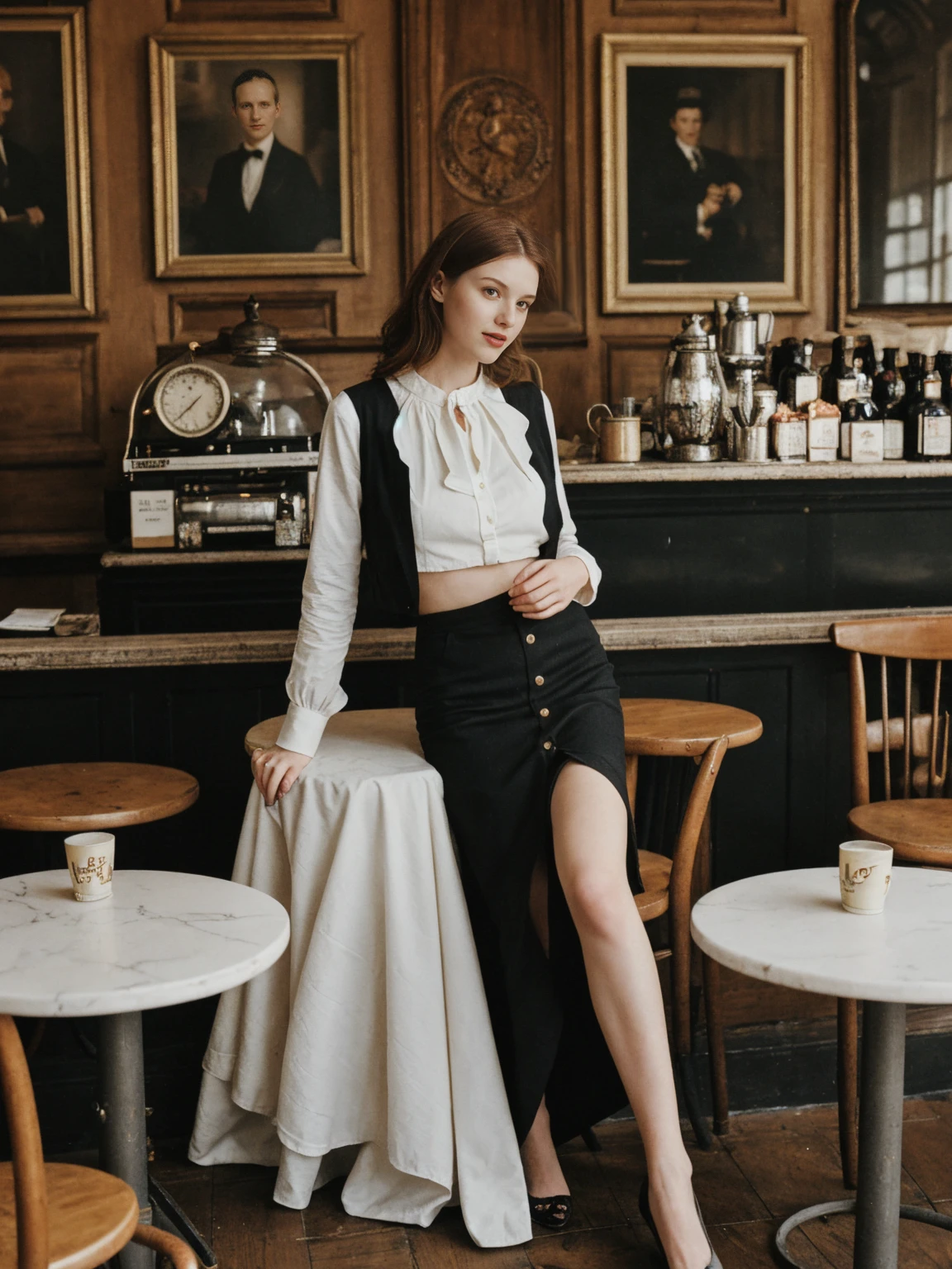DEN_alina_steamgirl,
(working in a dark atmospheric bar, working behind the bar, pulling pints, bar, dark wood bar, atmospheric, wearing a shirt and tie and skirt:1.2),
bokeh, f1.4, 40mm, photorealistic, raw, 8k, textured skin, skin pores, intricate details  <lora:epi_noiseoffset2:1>, epiCRealism <lora:ClothingAdjuster3:-1>