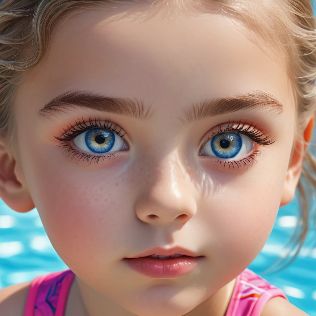 (12 year old girl, beautiful detailed eyes, beautiful detailed lips, extremely detailed face and features, long eyelashes, in a beautiful swimsuit, nipple visible, photorealistic, high quality, hyper detailed, 8k, extremely realistic, masterpiece)