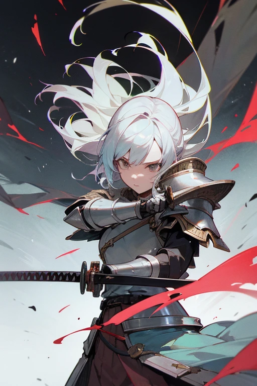 Swordsman、Shura、Low saturation、Faded colors、Combat Skills、armor、Turn around、battle、Combat Skills、Swordsmanship、Sword stance