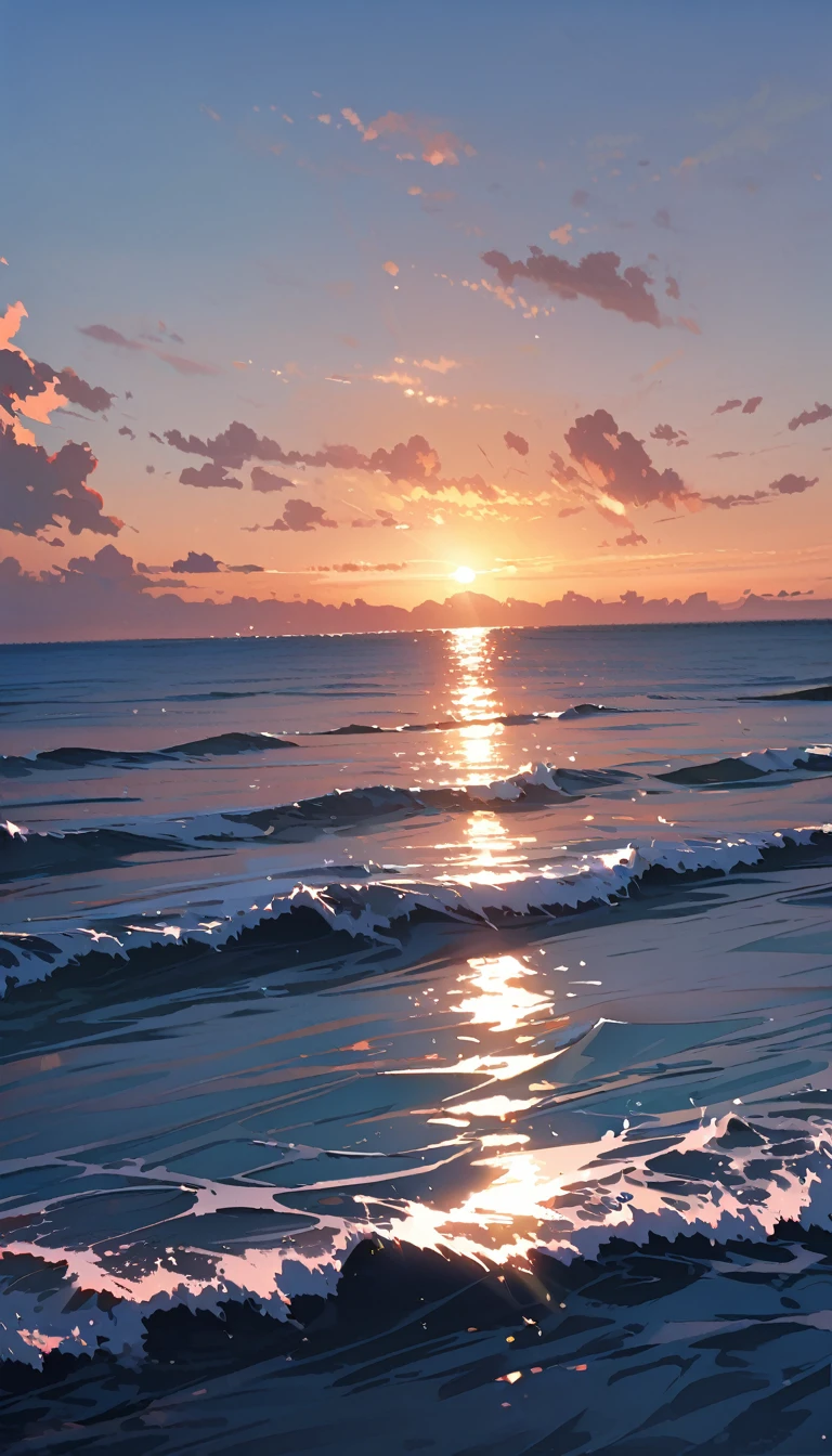 ((background only)),masterpiece , best quality , detailed, Calm sea, Illuminating Sun