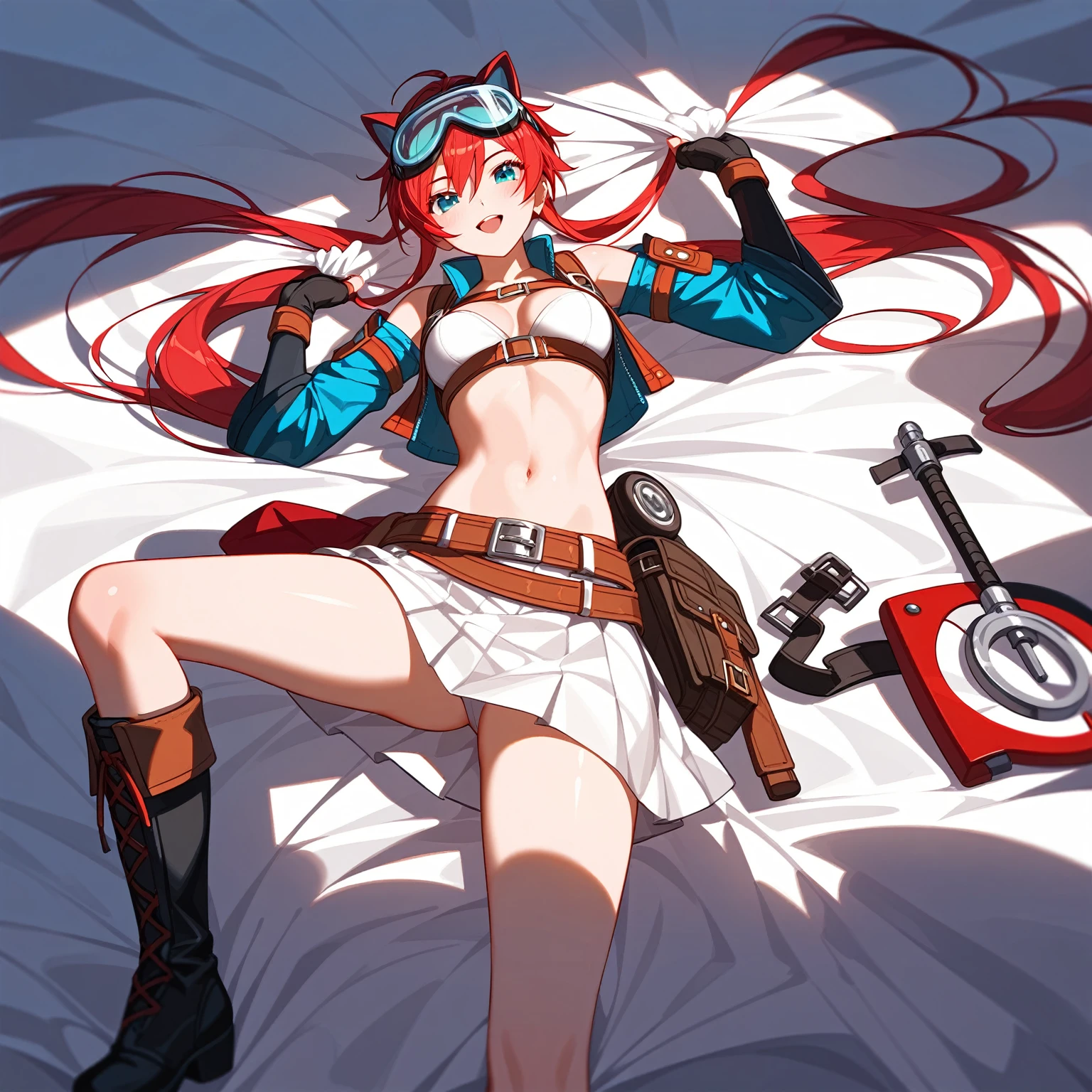 Highest quality, Ultra-detailed CG Unity 8k Wallpaper, Beautiful detailechanic、、Edo-kko、Helmet、big goggles、Boots、Winning spirit、Bad mood、Video game character design、whole body、Front view、whole body画、Character Sheet、Mr.々A pose、Game setting materials、Character setting materials