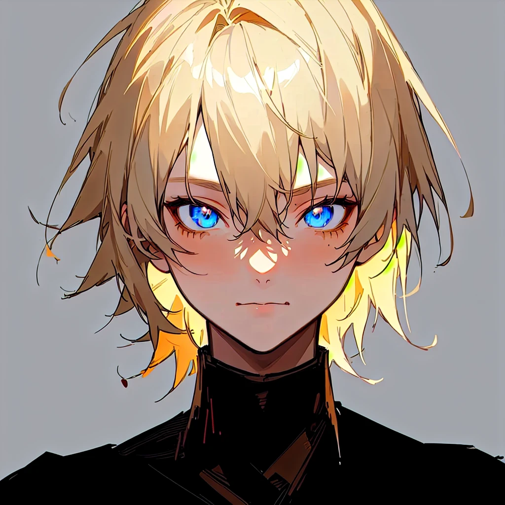 blood splatter, gore on face, mania, anime - style image of a man with blonde hair and a black turtle neck, made with anime painter studio, painted in anime painter studio, guweiz, halfbody portrait, anime boy, zerochan, in an anime style, speedpaint, detailed anime soft face, flat anime style shading, soft anime illustration, boy thin face, anime style portrait, anime portrait