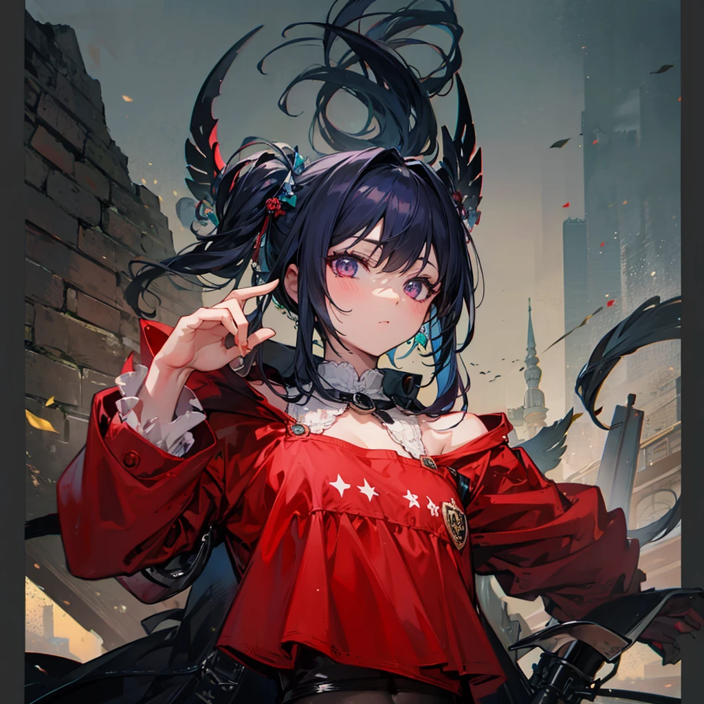<lora:flat2:0><lora:flatBG:0>
from below,best quality,(wide Shot,masterpiece,ultra detailed 8k art),best hands,(horns,focus 1 Girl of Death face),(cmulti colored hair:1.3), low twintails,evil smile,glowing yellow eyes,Black dress,(Grab the golden grim reaper's scythe,profile face) BREAK
(red pool,last judgment:1.2),red pool with floating white petals, scary,Wall with mysterious carvings,gothic,catacombs,Rose,labyrinth, complex building,High ceilings, large spaces, domes